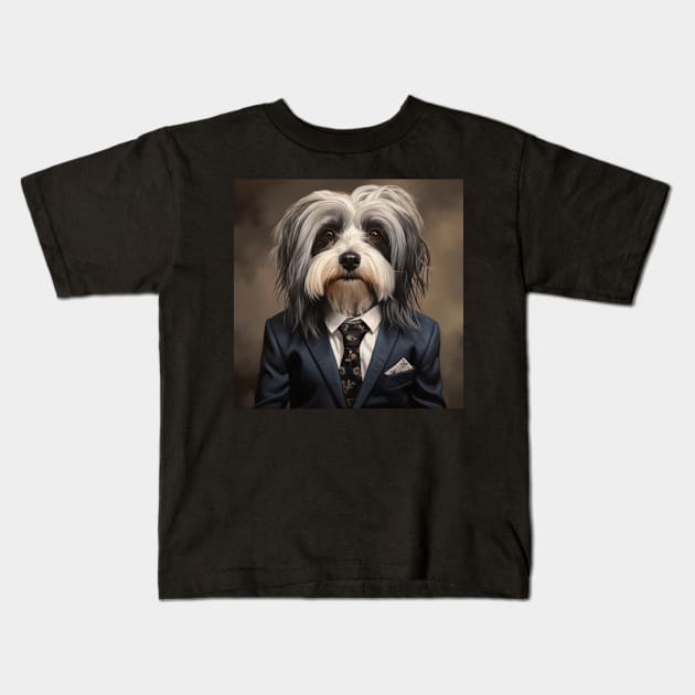 Havanese Dog in Suit Kids T-Shirt by Merchgard